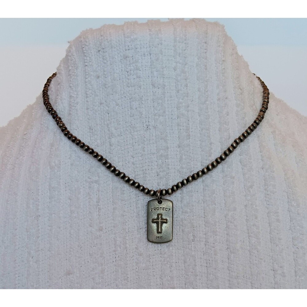 Origami Owl Silvertone Protect Me Cross Religious Pendant Necklace 17-19 in